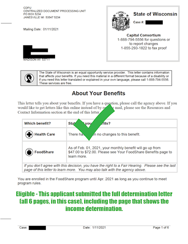 Eligible FoodShare Example