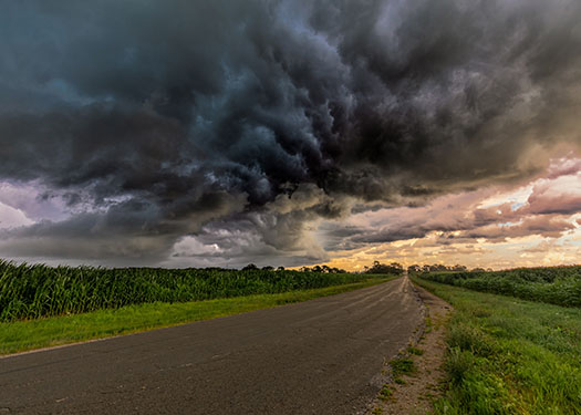 Picture of storm clouds on a horizon.