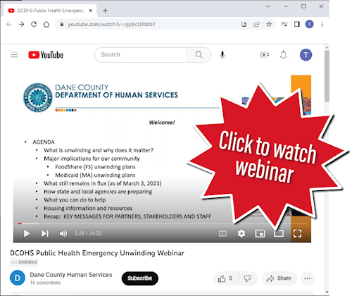 Screenshot of Public Health Emergency Unwinding Webinar delivered by Shawn Tessmann, Administrator of EAWS